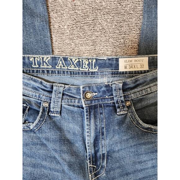 TK AXLE Men's Blue Denim Jeans Slim Boot Fit 34x32 - Picture 6 of 7